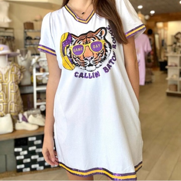 LSU Callin Baton Rouge glitter hem shift dress Size L - Picture 2 of 7